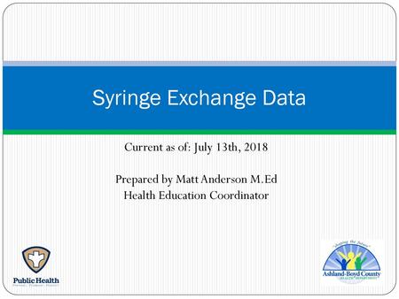 Syringe Exchange Data Current as of: July 13th, 2018