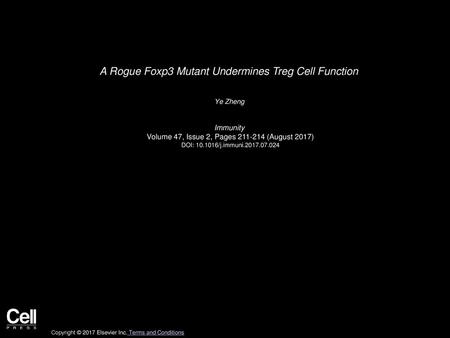 A Rogue Foxp3 Mutant Undermines Treg Cell Function