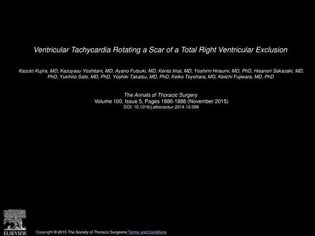 Ventricular Tachycardia Rotating a Scar of a Total Right Ventricular Exclusion  Kazuto Kujira, MD, Kazuyasu Yoshitani, MD, Ayano Futsuki, MD, Kenta Imai,