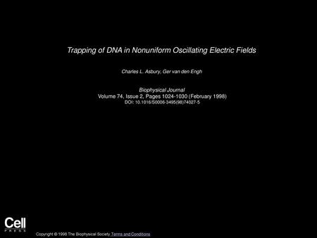 Trapping of DNA in Nonuniform Oscillating Electric Fields