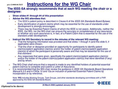 Instructions for the WG Chair