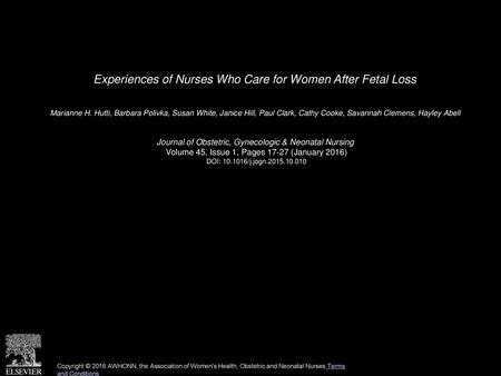 Experiences of Nurses Who Care for Women After Fetal Loss