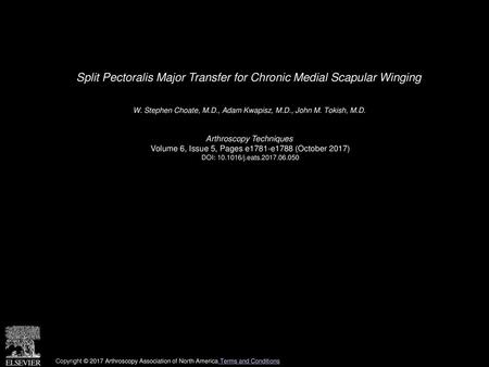 Split Pectoralis Major Transfer for Chronic Medial Scapular Winging