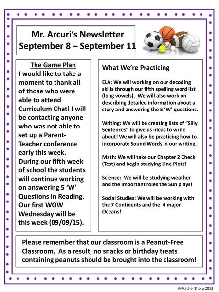 Mr. Arcuri’s Newsletter