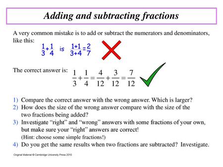 Adding and subtracting fractions