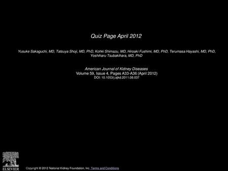 Quiz Page April 2012 American Journal of Kidney Diseases