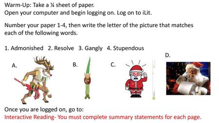 Warm-Up: Take a ¼ sheet of paper.