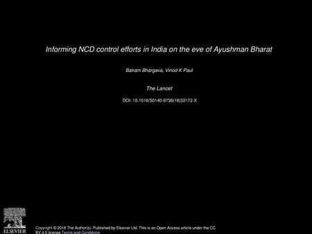 Informing NCD control efforts in India on the eve of Ayushman Bharat