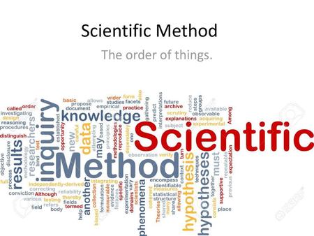 Scientific Method The order of things..