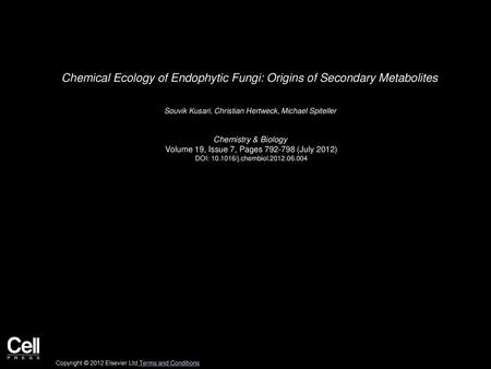 Chemical Ecology of Endophytic Fungi: Origins of Secondary Metabolites