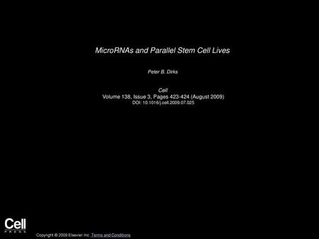 MicroRNAs and Parallel Stem Cell Lives