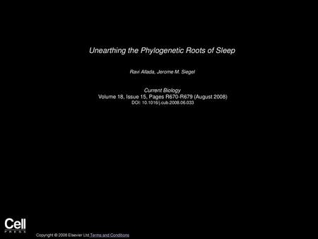 Unearthing the Phylogenetic Roots of Sleep