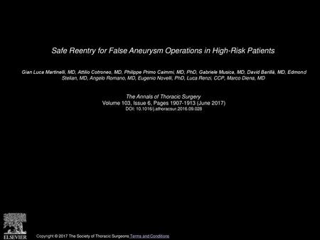 Safe Reentry for False Aneurysm Operations in High-Risk Patients