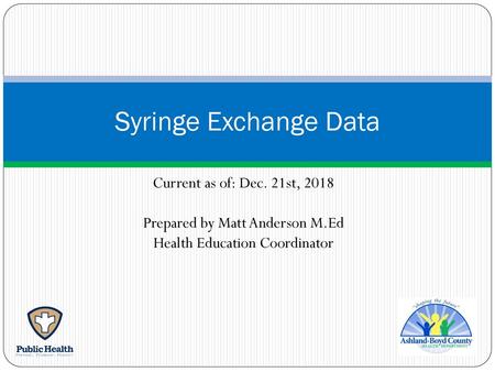 Syringe Exchange Data Current as of: Dec. 21st, 2018