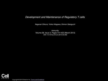 Development and Maintenance of Regulatory T cells