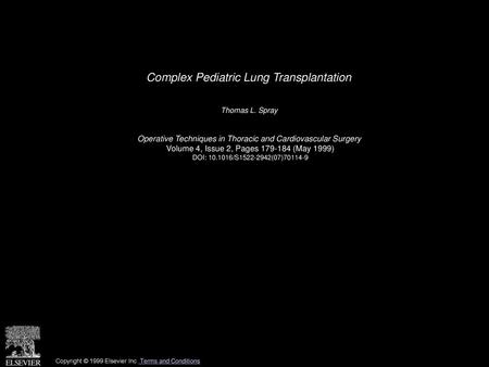 Complex Pediatric Lung Transplantation