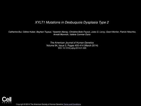 XYLT1 Mutations in Desbuquois Dysplasia Type 2