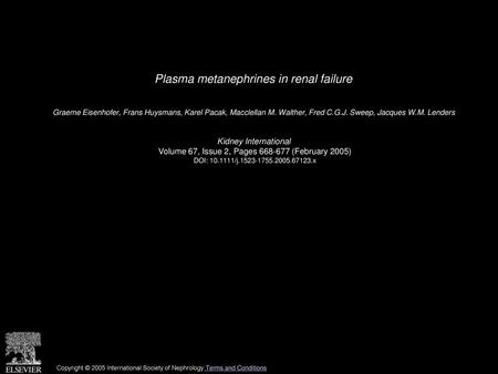 Plasma metanephrines in renal failure