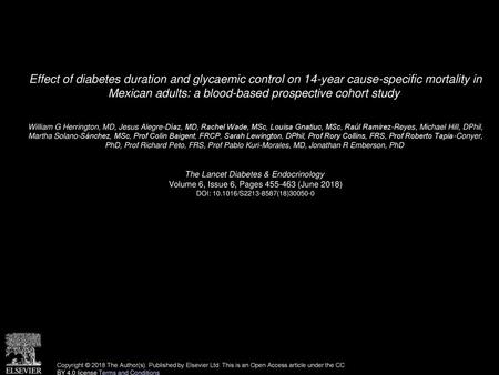 Effect of diabetes duration and glycaemic control on 14-year cause-specific mortality in Mexican adults: a blood-based prospective cohort study  William.