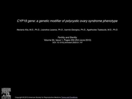 CYP19 gene: a genetic modifier of polycystic ovary syndrome phenotype