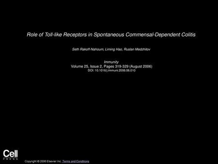 Role of Toll-like Receptors in Spontaneous Commensal-Dependent Colitis