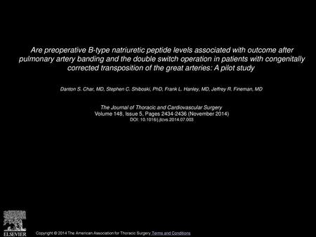 Are preoperative B-type natriuretic peptide levels associated with outcome after pulmonary artery banding and the double switch operation in patients.