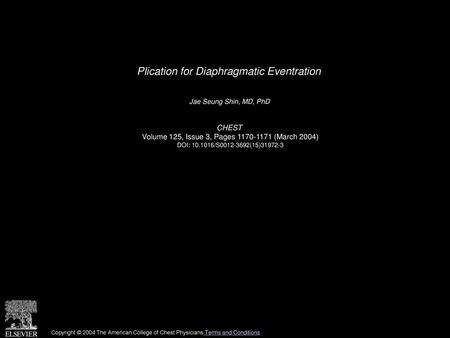 Plication for Diaphragmatic Eventration