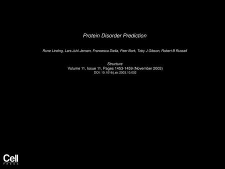 Protein Disorder Prediction