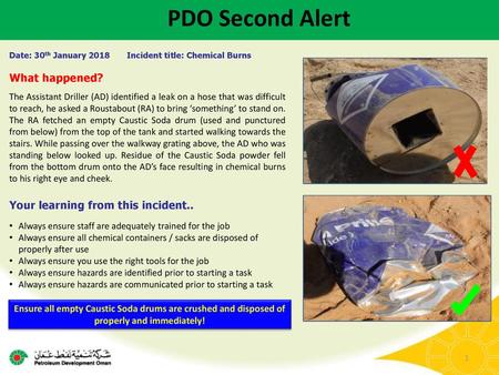 PDO Second Alert Photo explaining what was done wrong