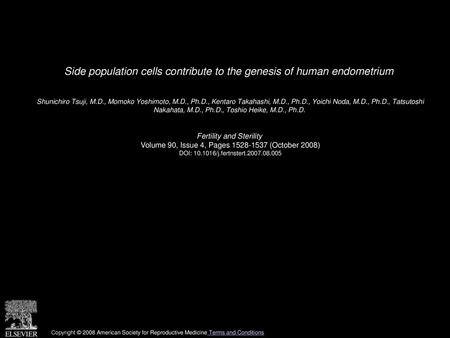 Side population cells contribute to the genesis of human endometrium