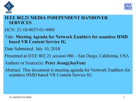 IEEE MEDIA INDEPENDENT HANDOVER SERVICES