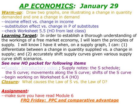 FRQ Friday: PPC and comparative advantage