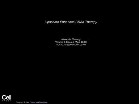 Liposome Enhances CRAd Therapy