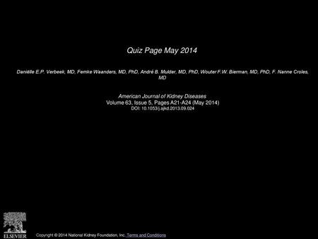 Quiz Page May 2014 American Journal of Kidney Diseases