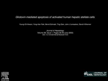 Gliotoxin-mediated apoptosis of activated human hepatic stellate cells