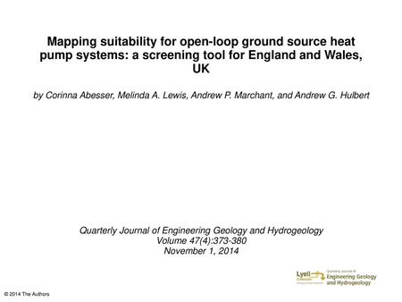 Quarterly Journal of Engineering Geology and Hydrogeology