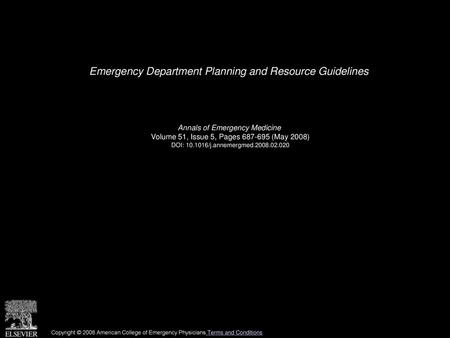 Emergency Department Planning and Resource Guidelines