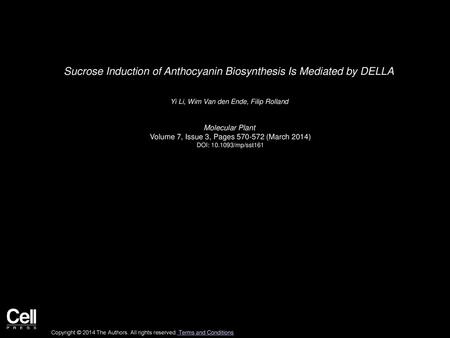 Sucrose Induction of Anthocyanin Biosynthesis Is Mediated by DELLA