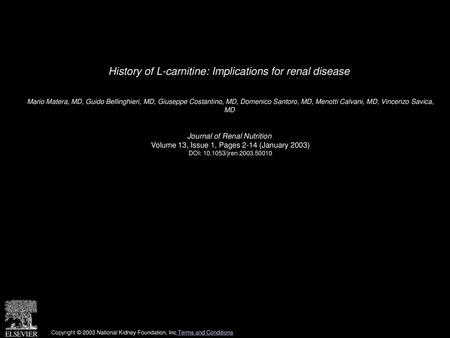 History of L-carnitine: Implications for renal disease