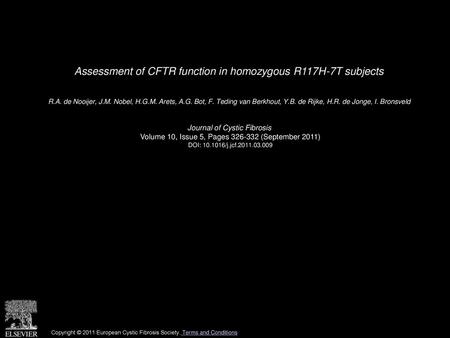 Assessment of CFTR function in homozygous R117H-7T subjects