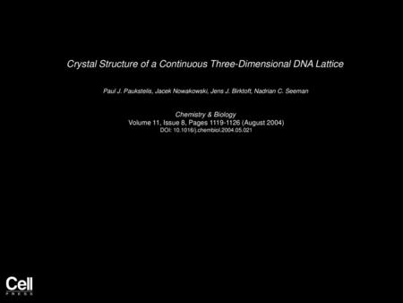 Crystal Structure of a Continuous Three-Dimensional DNA Lattice