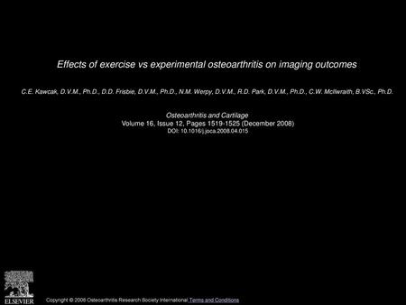 Effects of exercise vs experimental osteoarthritis on imaging outcomes