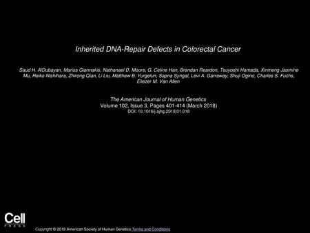 Inherited DNA-Repair Defects in Colorectal Cancer