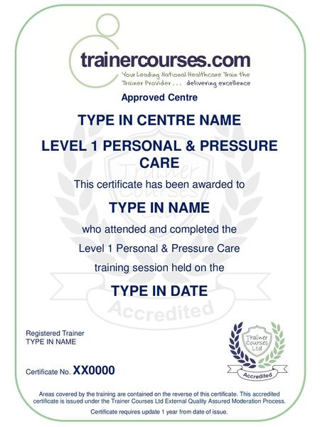 LEVEL 1 PERSONAL & PRESSURE CARE