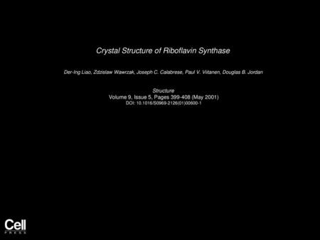 Crystal Structure of Riboflavin Synthase