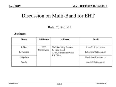 Discussion on Multi-Band for EHT