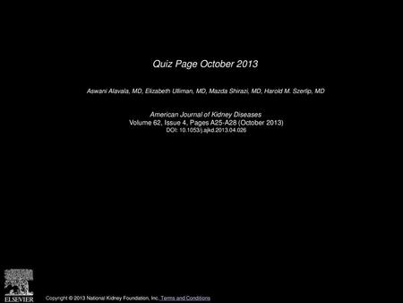 Quiz Page October 2013 American Journal of Kidney Diseases