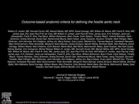 Outcome-based anatomic criteria for defining the hostile aortic neck