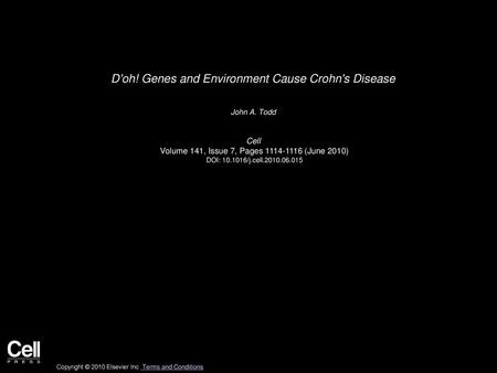 D'oh! Genes and Environment Cause Crohn's Disease