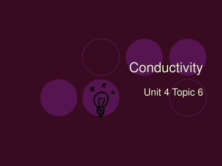 Conductivity Unit 4 Topic 6.